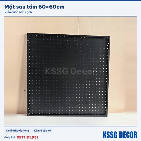 Mặt sau tấm tôn lỗ 60×60cm màu đen