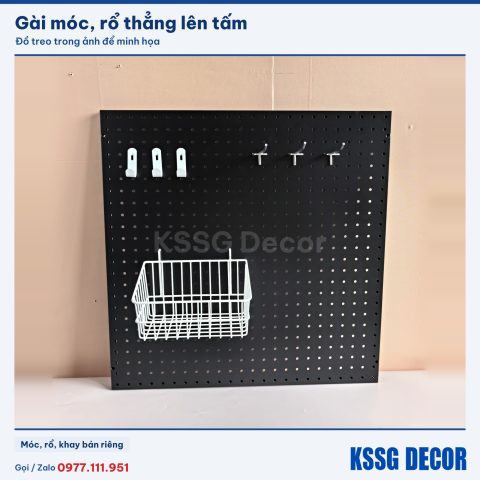 Tấm tôn lỗ 60×60cm màu đen treo đồ nghề