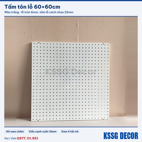 Tấm tôn lỗ 60×60cm màu trắng
