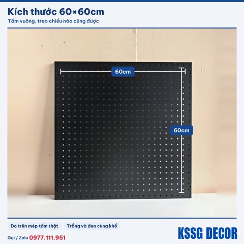Tấm tôn lỗ 60×60cm màu trắng, ảnh ghi kích thước