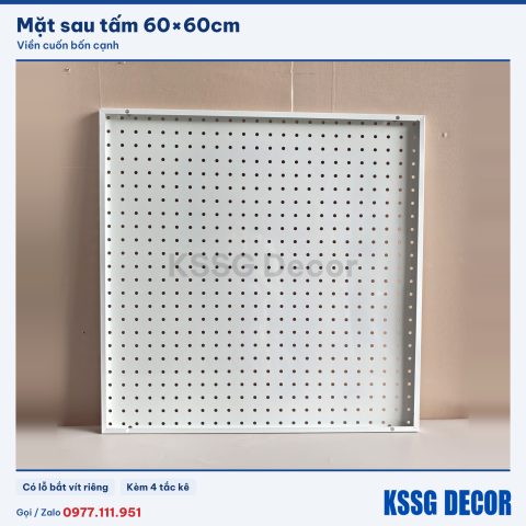 Mặt sau tấm tôn lỗ 60×60cm màu trắng