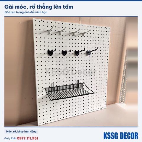 Tấm tôn lỗ 60×60cm màu trắng treo đồ nghề