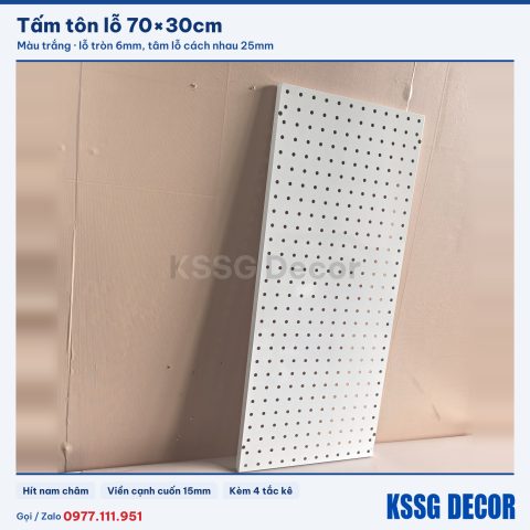 Tấm tôn lỗ 70×30cm màu trắng