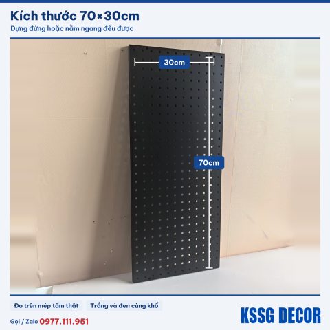 Tấm tôn lỗ 70×30cm màu trắng, ảnh ghi kích thước