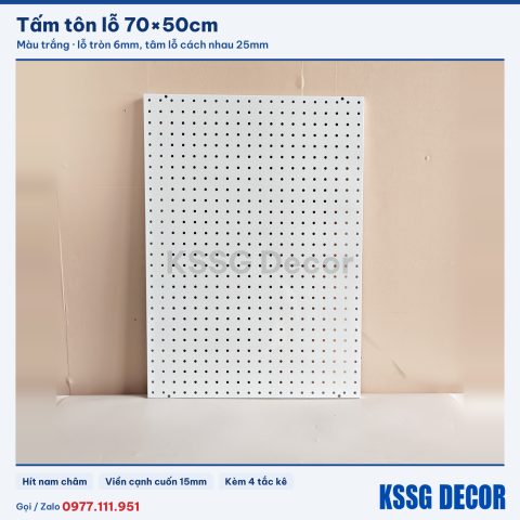 Tấm tôn lỗ 70×50cm màu trắng