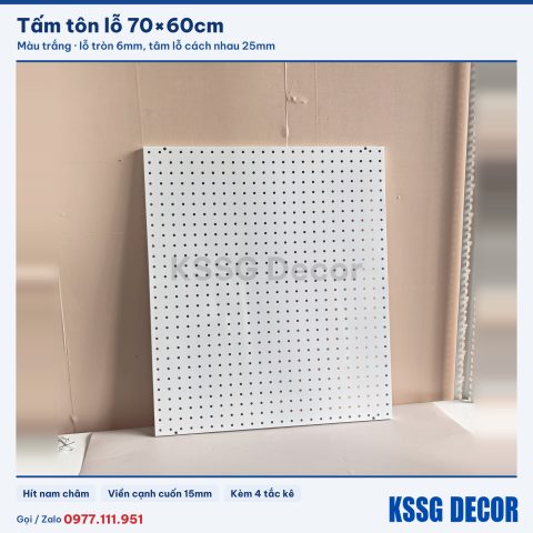 Tấm tôn lỗ 70×60cm màu trắng