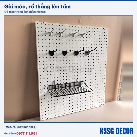 Tấm tôn lỗ 70×60cm màu trắng treo đồ nghề