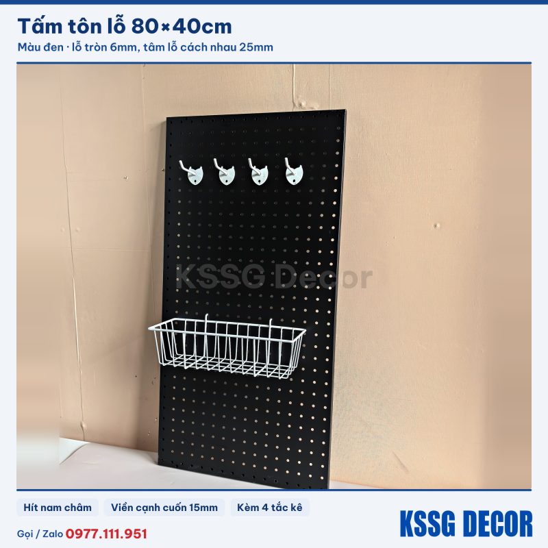 Tấm tôn lỗ 80×40cm màu đen