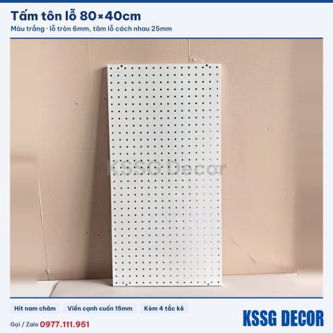 Tấm tôn lỗ 80×40cm màu trắng