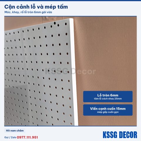 Cận cảnh tấm tôn lỗ 80×40cm màu trắng