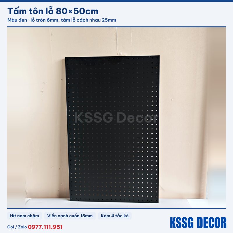 Tấm tôn lỗ 80×50cm màu đen