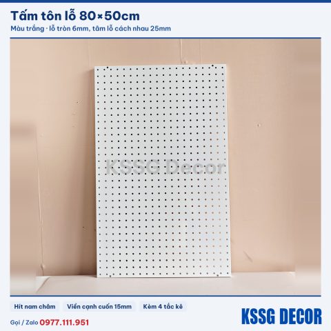 Tấm tôn lỗ 80×50cm màu trắng