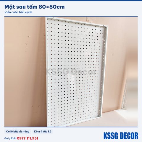 Mặt sau tấm tôn lỗ 80×50cm màu trắng