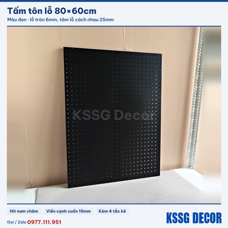 Tấm tôn lỗ 80×60cm màu đen