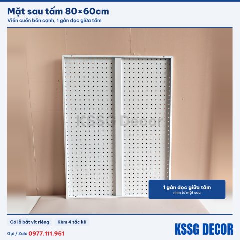 Mặt sau tấm tôn lỗ 80×60cm màu trắng