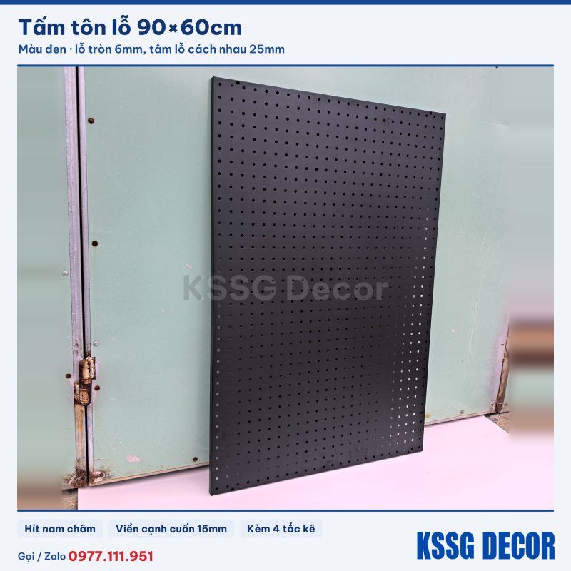 Tấm tôn lỗ 90×60cm màu đen