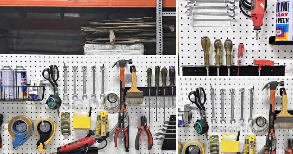 Tự làm bảng treo dụng cụ pegboard cho bàn thợ: tấm, khay, móc treo ở đâu