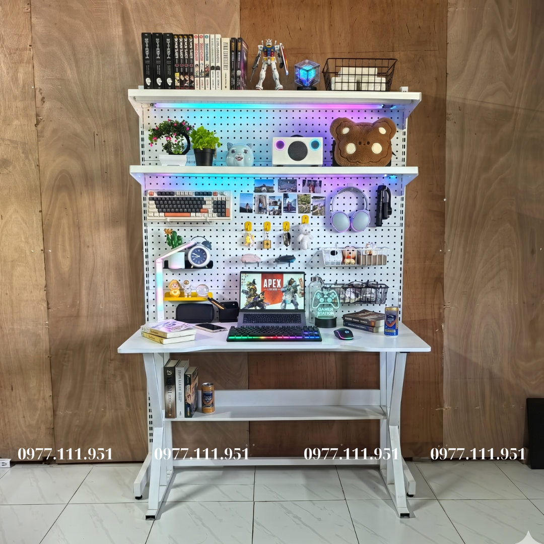 Kệ Pegboard Chân Đứng Cao 1.8m x 1.2m Kệ Pegboard áp tường làm bàn học