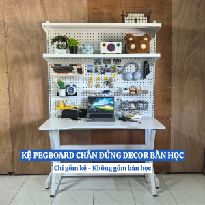 Kệ Pegboard áp tường làm bàn học