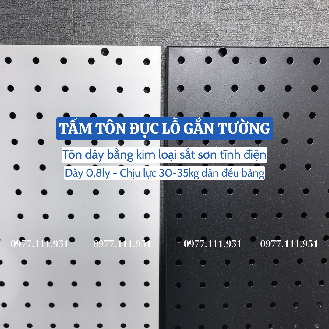 Tấm tôn đục lỗ 1.2mx50 Tấm tôn đục lỗ cài móc treo phụ kiện