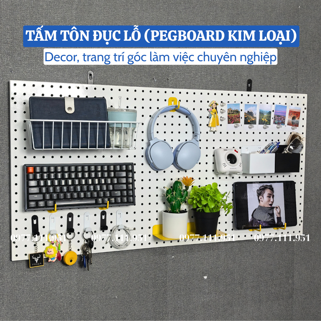 Tấm tôn đục lỗ 1.2mx50 Tấm tôn đục lỗ cài móc treo phụ kiện
