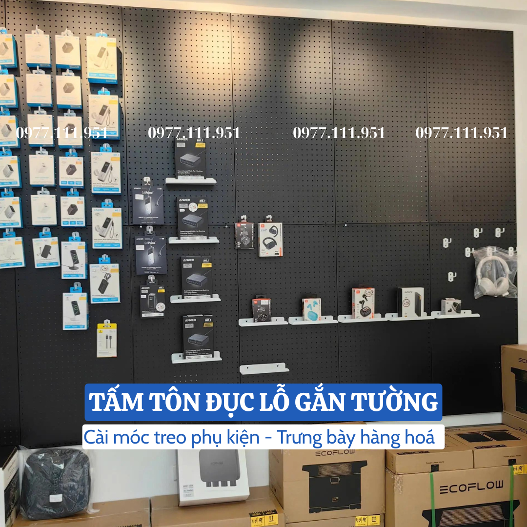 Tấm tôn đục lỗ 1.2mx50 Tấm tôn đục lỗ cài móc treo phụ kiện